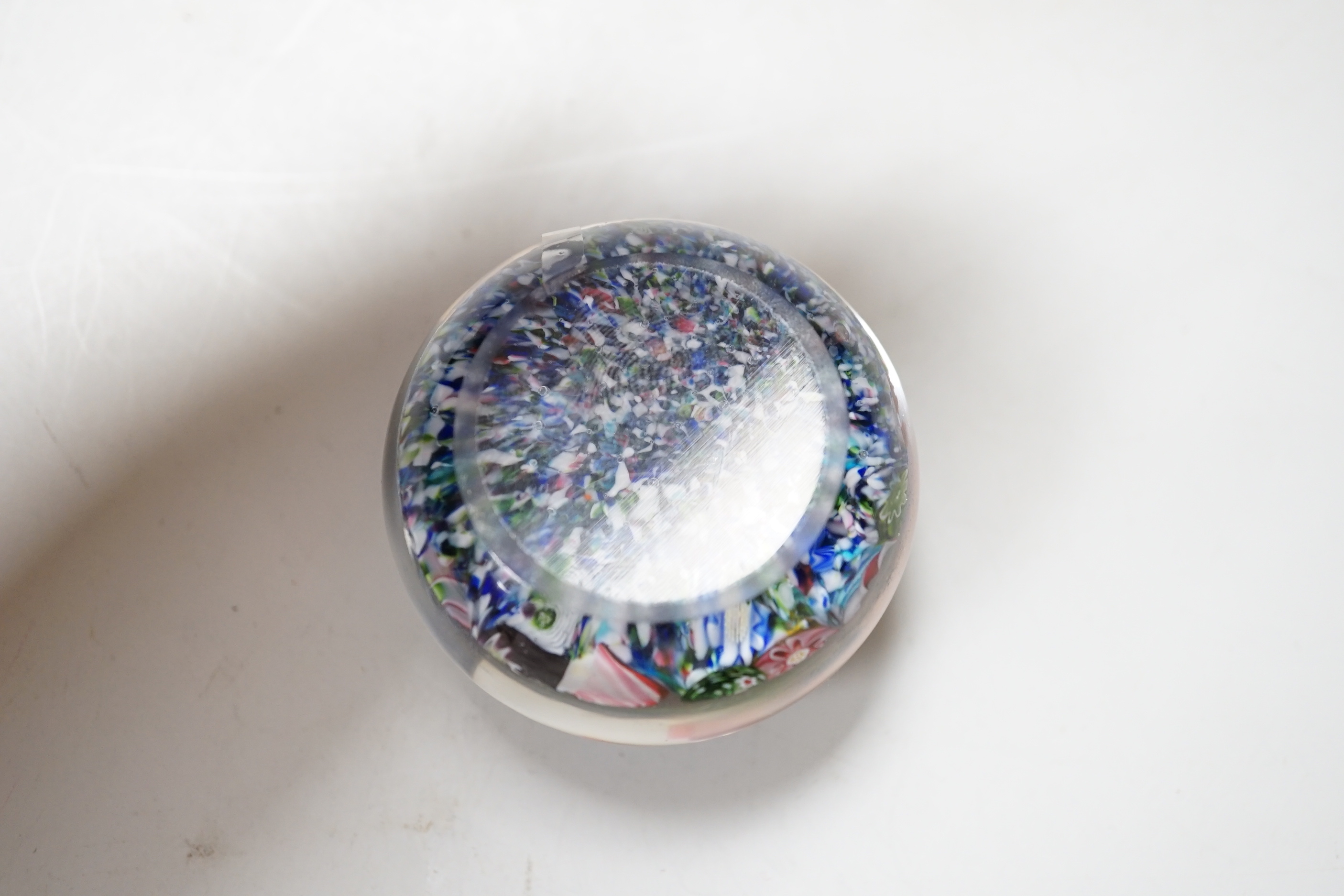 A Clichy scrambled cane paperweight, 5cm diameter